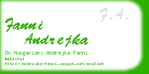 fanni andrejka business card